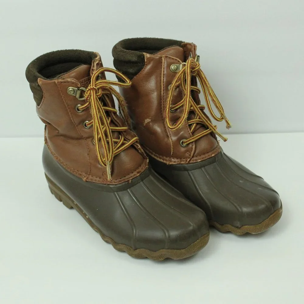 SPERRY Top-Sider Avenue Duck Boot Big Kids 3 Tan Brown Waterproof Boys Lace Up